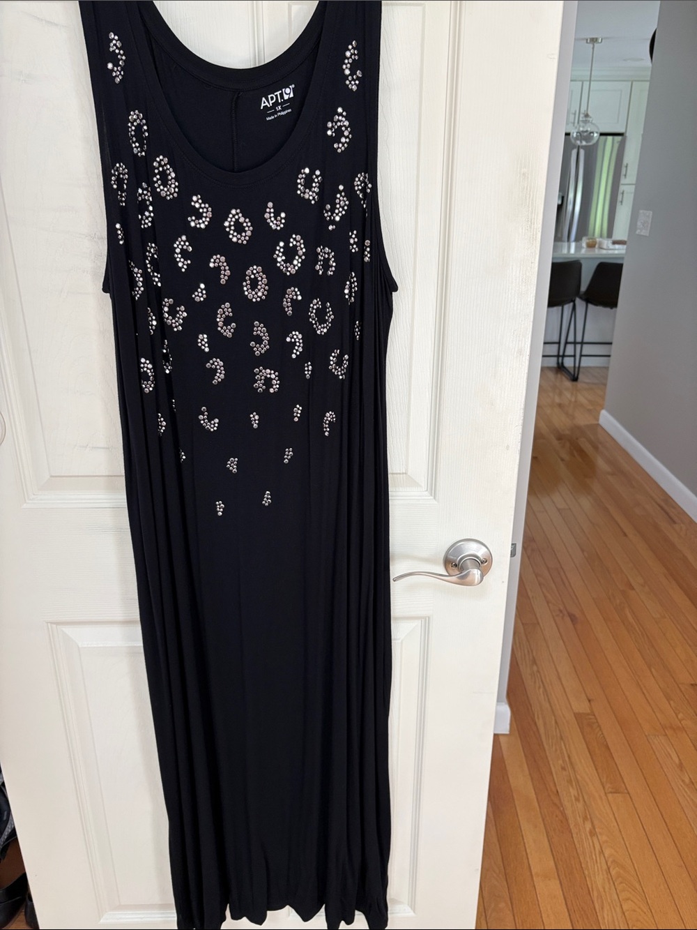 Apt. 9 Black Tank Maxi Dress with Silver Crystal Accents